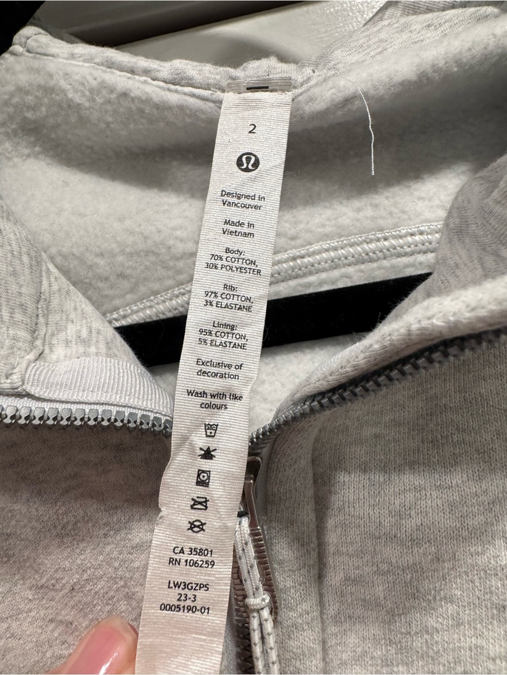 Lululemon Scuba Full Zip Cropped Hoodie Sz 2 Grey Athletic Activewear Gym Yoga - Picture 10 of 14